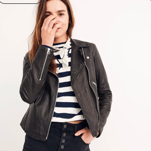 Madewell Washed Leather Motorcycle Jacket - Picture 1 of 7